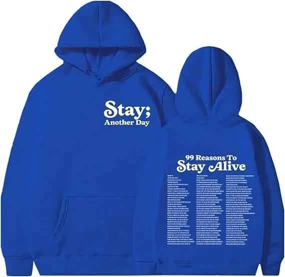 Design '100 Reasons To Stay Alive' Graphic Hoodie White - 18