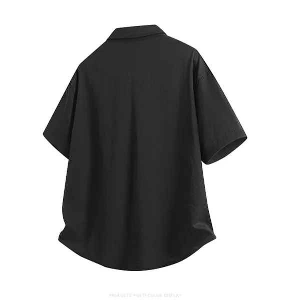 Design Oversized Short-Sleeve Shirt Beige Tops Shirt - 9