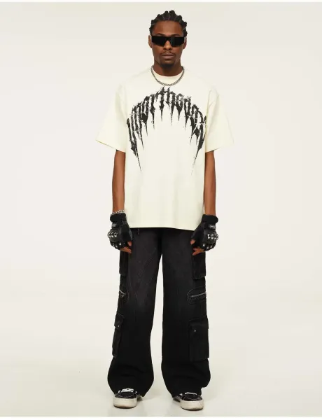 Design SAINT T-Shirt Acid Wash Black Graphic Tee T-Shirts - 13