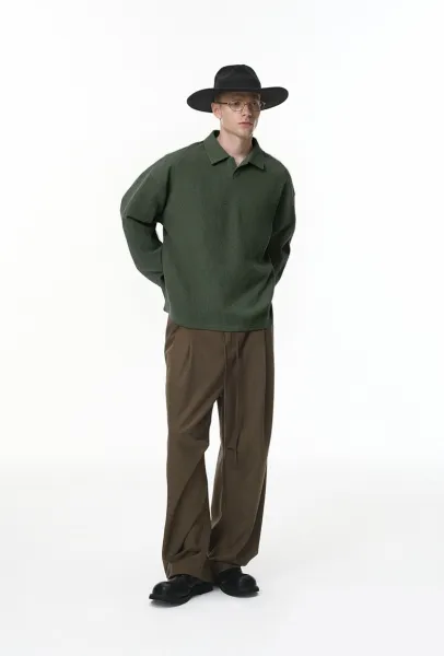 Design Waffle Knit Polo Shirt Beige Tops Polo - 17