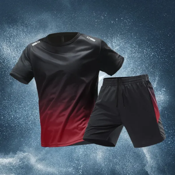 Design Gradient Fade Black-Red Activewear Set - 1