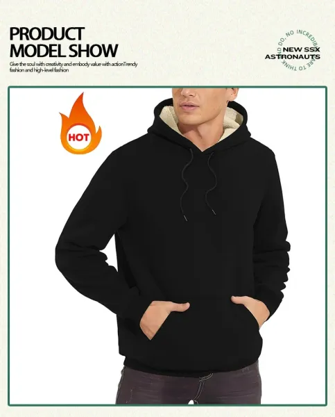 Design Fleece-Lined Hoodie Beige Hoodie - 11