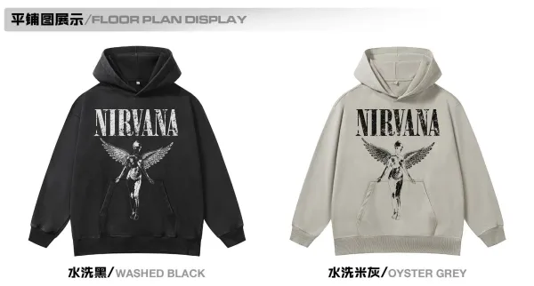 Nirvana Angel Graphic Hoodie Beige - 12
