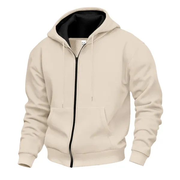 Design Full-Zip Hoodie Beige with Black Lining - 1