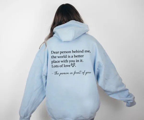 Design Quote Hoodie Light Blue Hoodie - 1