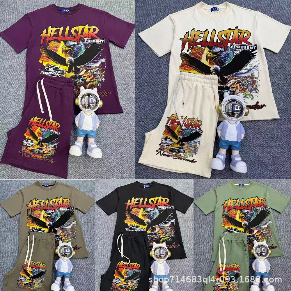 Hellstar Present Eagle Graphic T-Shirt and Sweatpants Set Multicolor - 1