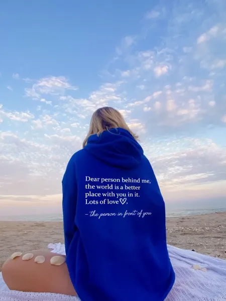 Design Custom Printed Blue Hoodie with Sentimental Message Hoodie - 1