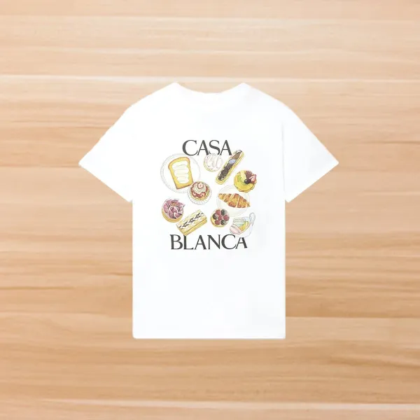 Casablanca Casa Blanca Pastry Print White T-Shirt T-Shirts - 1