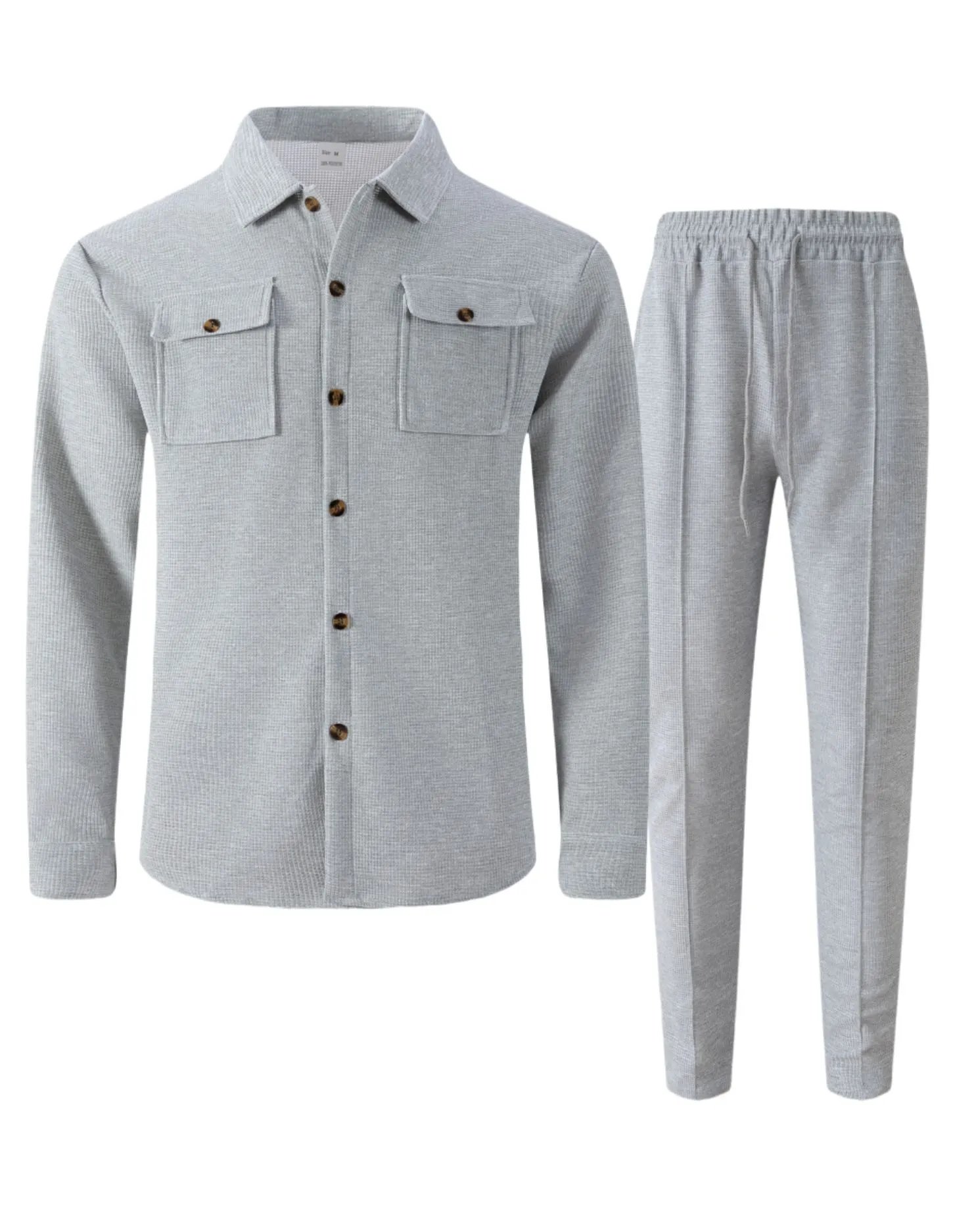 Design Gray Houndstooth Two-Piece Set with White T-Shirt and Chunky Sneakers - 11