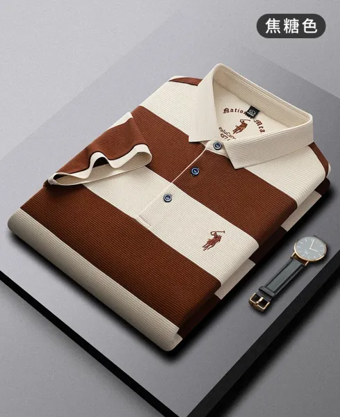 Polo Ralph Lauren Striped Polo Shirt in Teal and Beige Tops.polo - 13