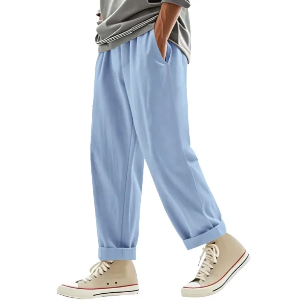 Design Wide-Leg Relaxed Fit Light Blue Pants - 1