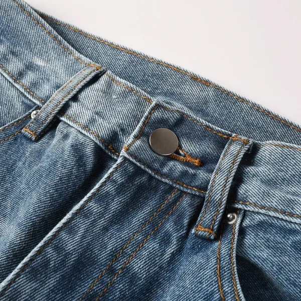 Design Studded Knee Panel Black Denim Jeans - 15