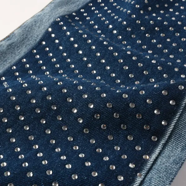 Design Studded Knee Panel Black Denim Jeans - 20