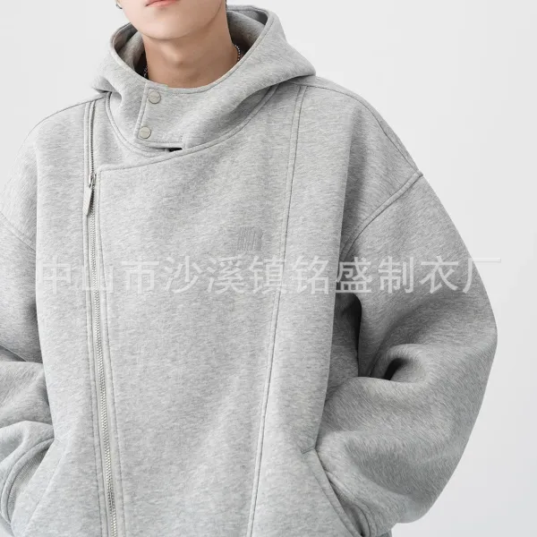 Design Asymmetrical Zip Hoodie Gray - 1