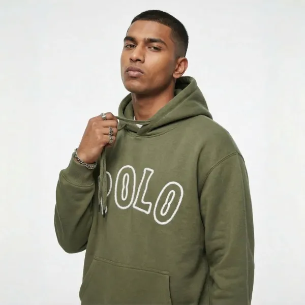 Polo Ralph Lauren Logo Hoodie Olive Green Hoodie - 4