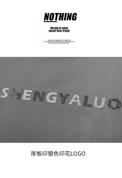 Design SHENGYALUO Thick-Print Silver Graphic T-Shirt T-Shirts - 9