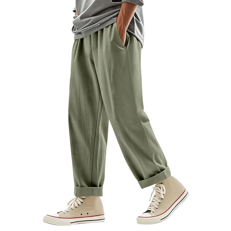 Design Wide-Leg Relaxed Fit Black Pants with Cuffed Hems - 37