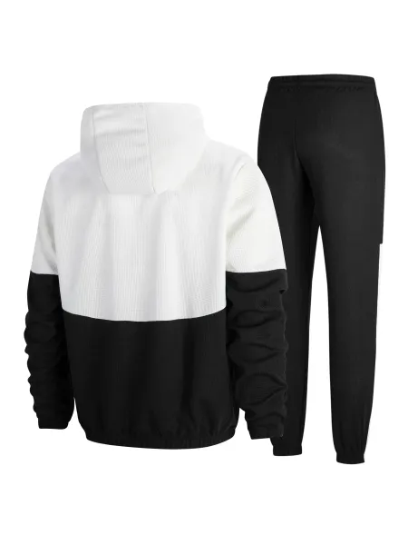 Design Color-Block Windbreaker and Joggers Set Burgundy Black Tracksuit - 9