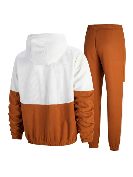Design Color-Block Windbreaker and Joggers Set Burgundy Black Tracksuit - 15