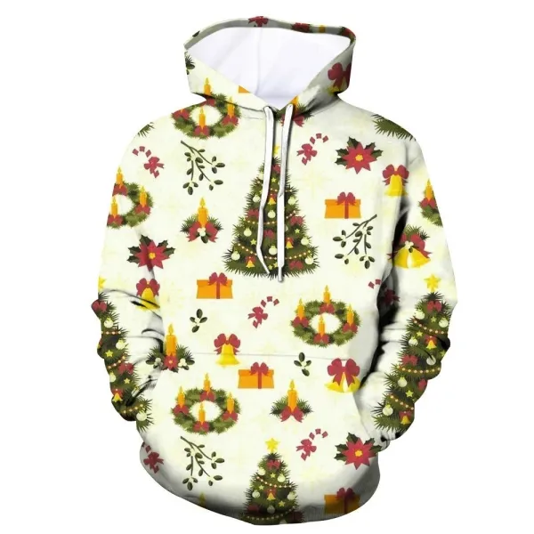 Design Christmas Print Hoodie White - 1