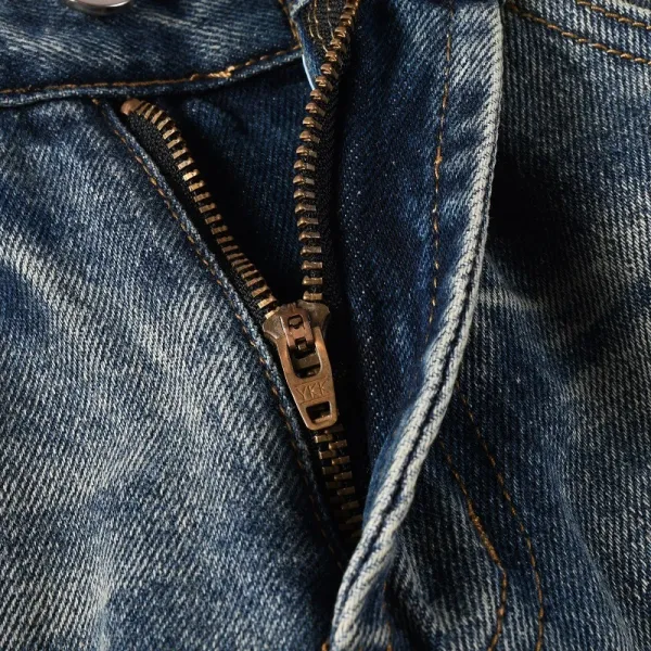 Design Studded Knee Panel Black Denim Jeans - 42