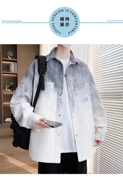 Design Oversized Acid Wash Denim Jacket White / Gray - 12