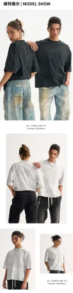 Design Cracked Concrete Print Oversized T-Shirt White - 6