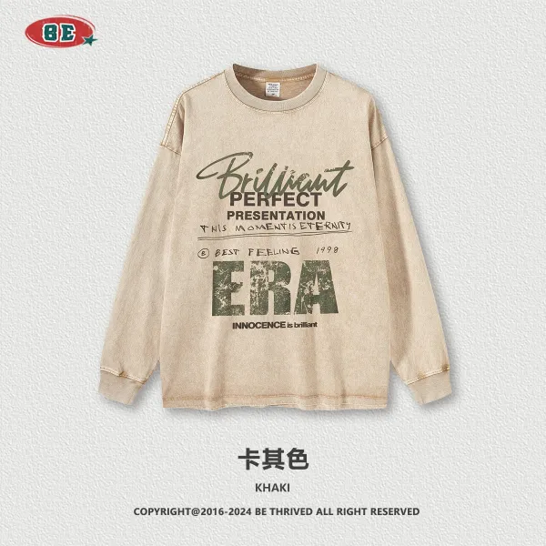 Design BE Thrived Brilliant Era Khaki Long Sleeve Graphic Tee T-Shirts - 1