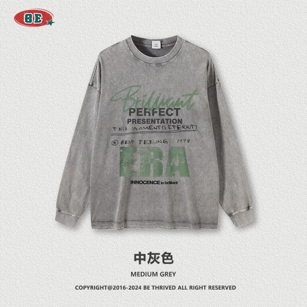 Design BE Thrived Brilliant Era Medium Grey Long Sleeve T-Shirt T-Shirts - 1