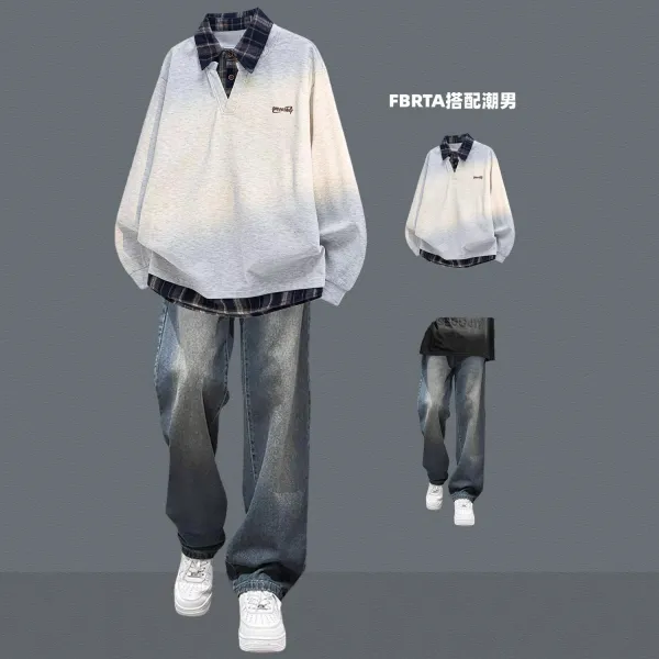 Design FBRTA Gradient Layered Polo Shirt Black Multicolor Jeans Set Tops.polo - 10
