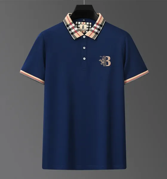 Design PAISENLONG Plaid Collar Embroidered Logo Polo Green Polo Shirt - 20