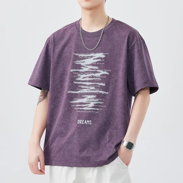 Design Graphic Print Purple Oversized T-Shirt - 1