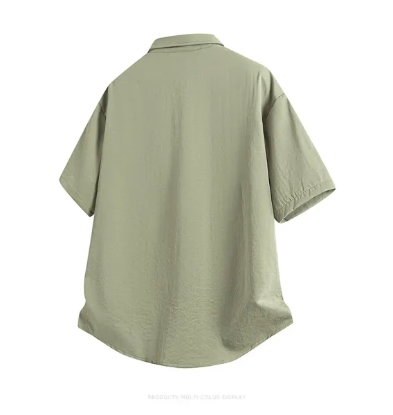 Design Oversized Short-Sleeve Shirt Beige Tops Shirt - 19