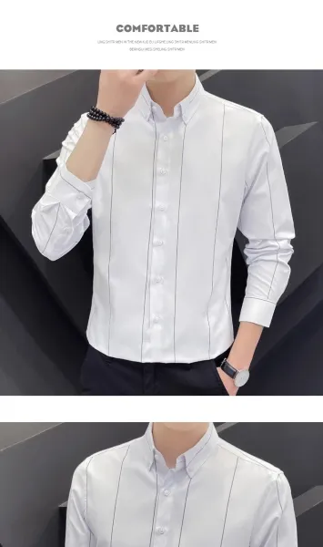 Design Stripe Detail Button-Down Shirt Black - 8