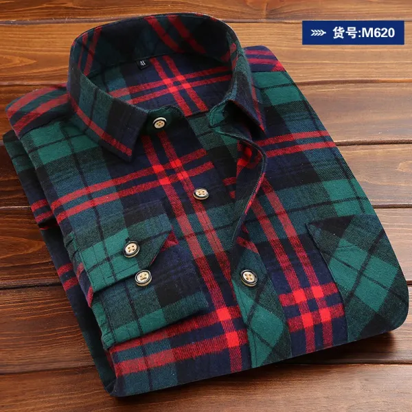 Design Plaid Flannel Shirt Red Green Navy - 1