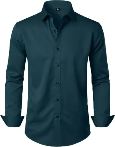 Design Classic Fit Button-Down Shirt Teal Men's Shirt Tops Shirt - 1