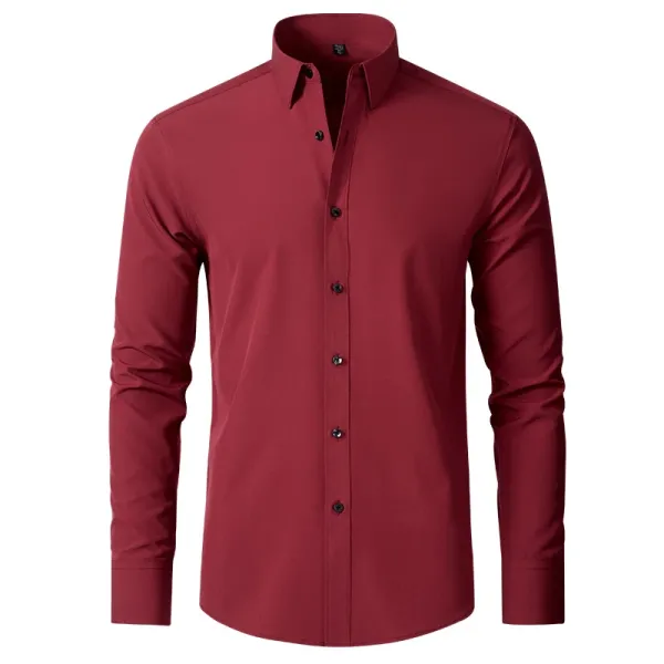 Design Classic Fit Button-Down Shirt Burgundy - 1