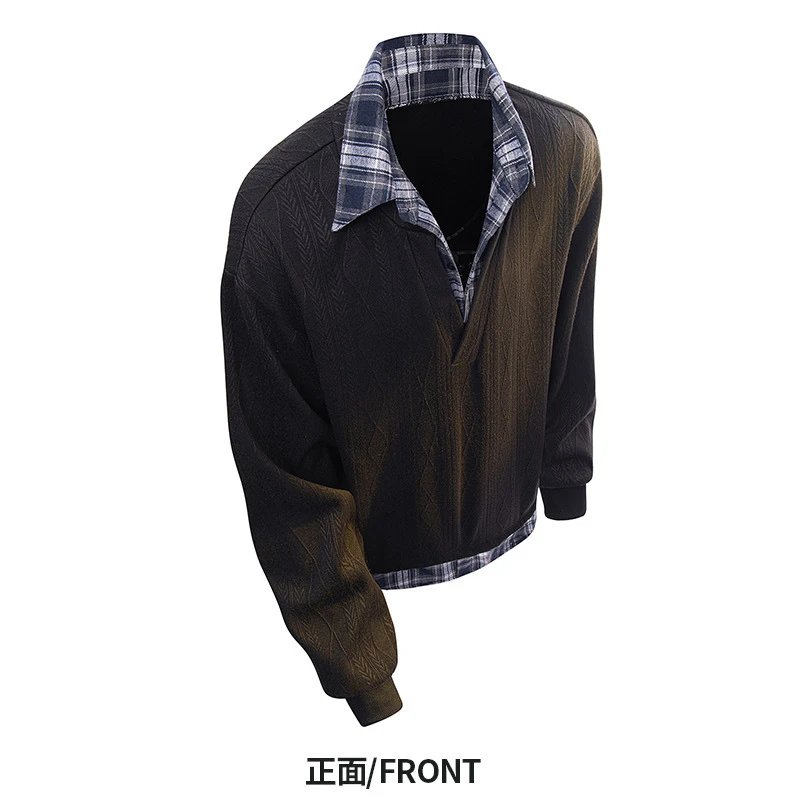 Design NASA x Design Layered Collar Shirt White Plaid Trim Tops Shirt - 12