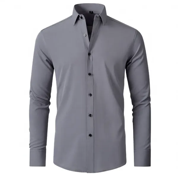 Design Classic Fit Gray Button-Down Shirt Tops Shirt - 1