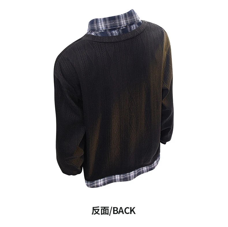 Design NASA x Design Layered Collar Shirt White Plaid Trim Tops Shirt - 13