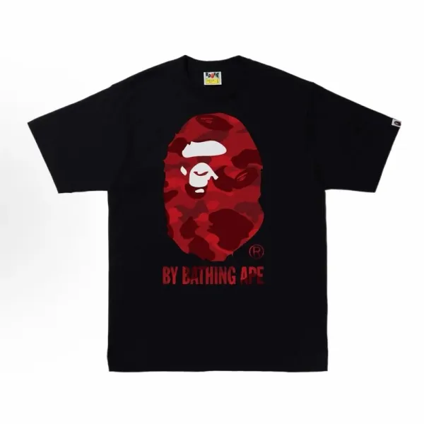 A Bathing Ape Red Camo Ape Head T-Shirt Black - 1