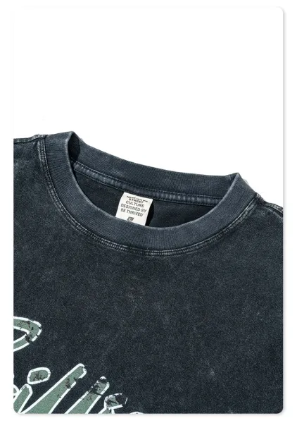 Design BE Thrived Fried Snowflake Washed Long Sleeve T-Shirt Black T-Shirts - 32