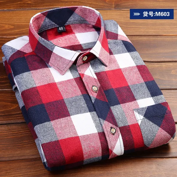 Design Classic Red Navy White Plaid Shirt - 1
