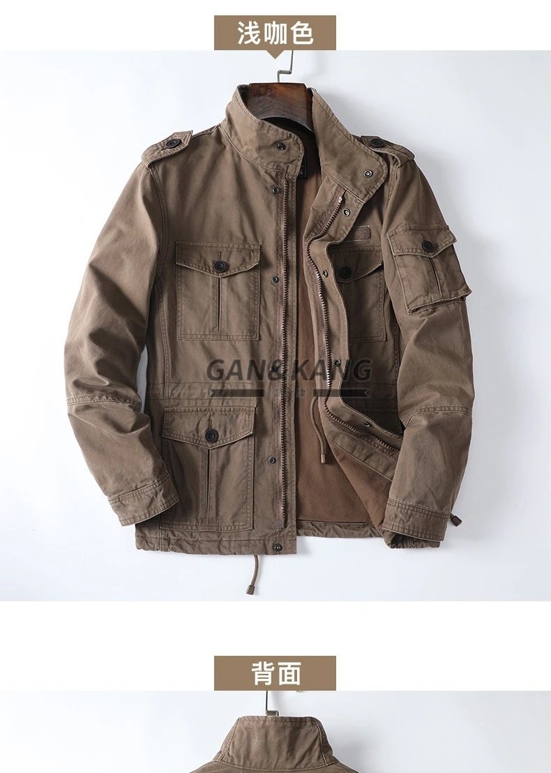 Design Gan & Kang Military-Style Field Jacket Olive Green Jacket Outerwear Jacket - 6