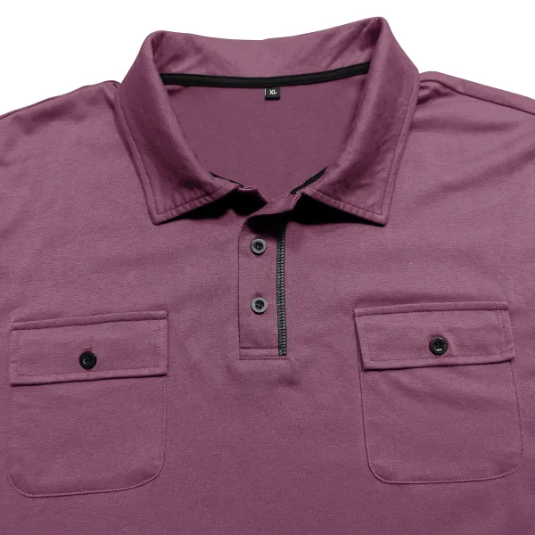 Design Utility Polo Shirt Army Green Long Sleeve Tops Polo - 8