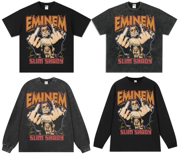 Design Eminem x The Slim Shady Graphic Washed Black T-Shirt T-Shirts - 12
