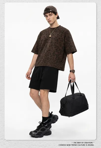 Design Beingmove Leopard Print Oversized T-Shirt Gray T-Shirts - 15