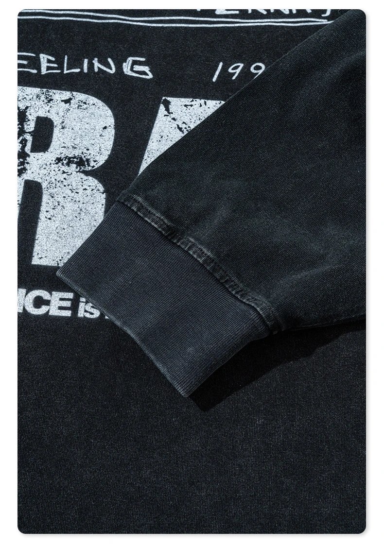 Design BE Thrived Fried Snowflake Washed Long Sleeve T-Shirt Black T-Shirts - 34