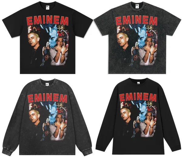 Design Eminem x The Slim Shady Graphic Washed Black T-Shirt T-Shirts - 18