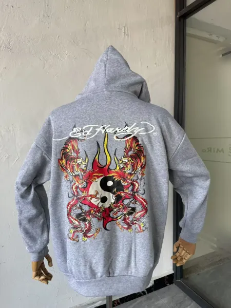 Design Ed Hardy Tattoo Hoodie Olive Green Zip-Up Hoodie - 10